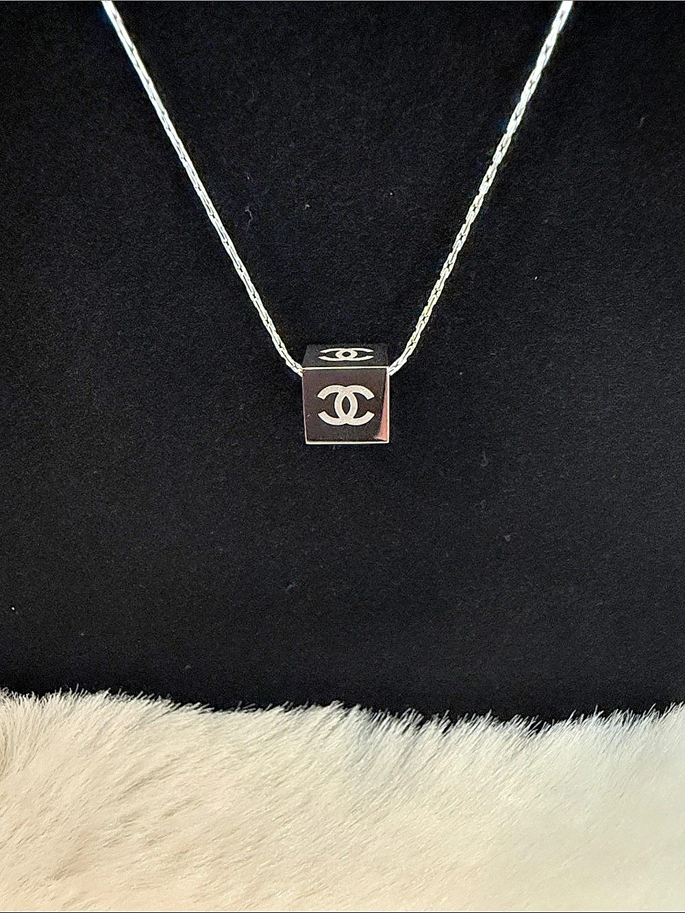 NWOT Silver CC Logo Pendant Necklace